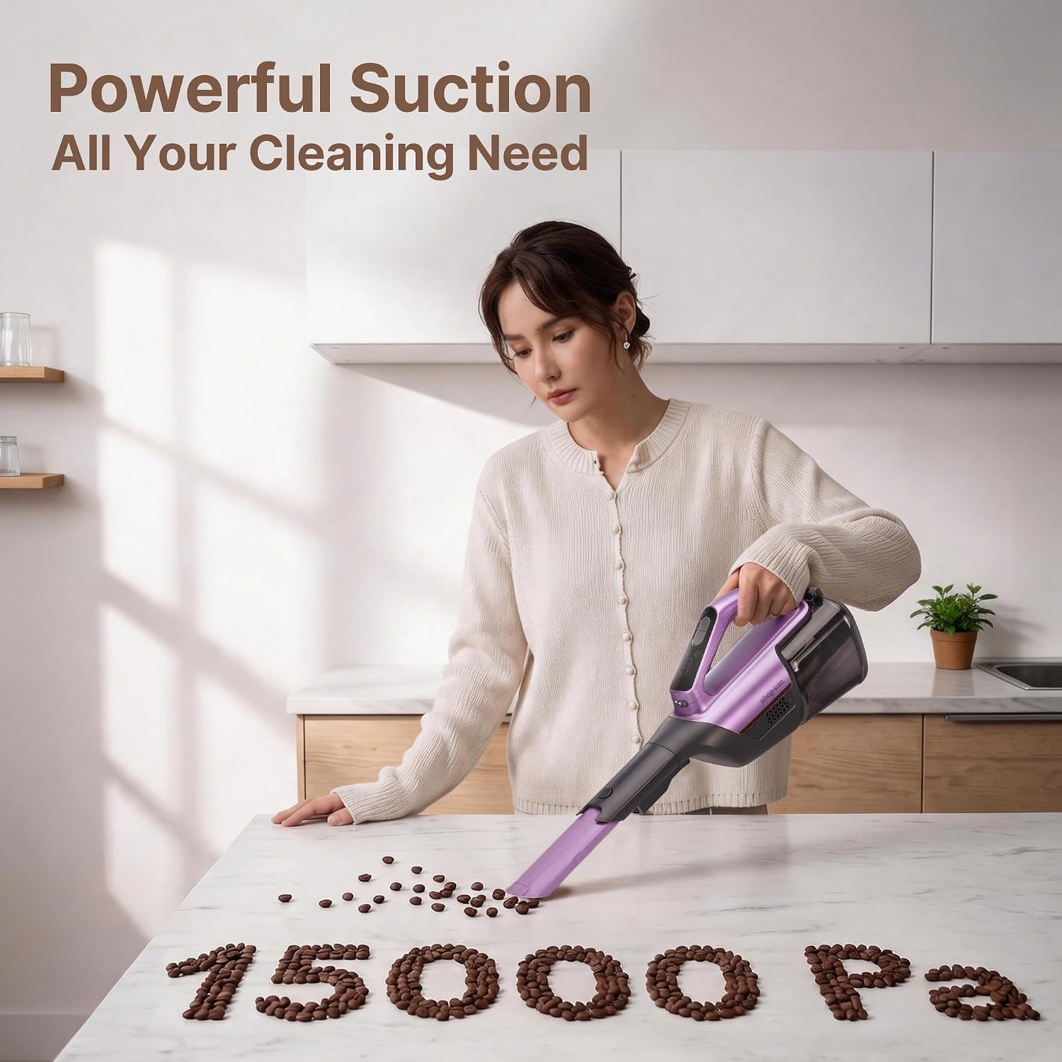Shop-Vac S4 20V Handheld Vacuum Cordless with Brushless Motor, Motorized Pet Nozzle, Dual-Speed Powerful 15000 Pa Suction Portable Vacuum for Home & Pet Hair, Wall-Mounted, LED Light, Purple - Image 4