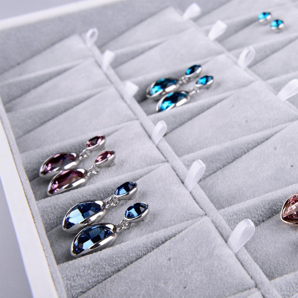 Oirlv Velvet Stackable Jewelry Tray 32 Grids Earrings Organizer Display Showcase Jewelry Storage trays - Image 3