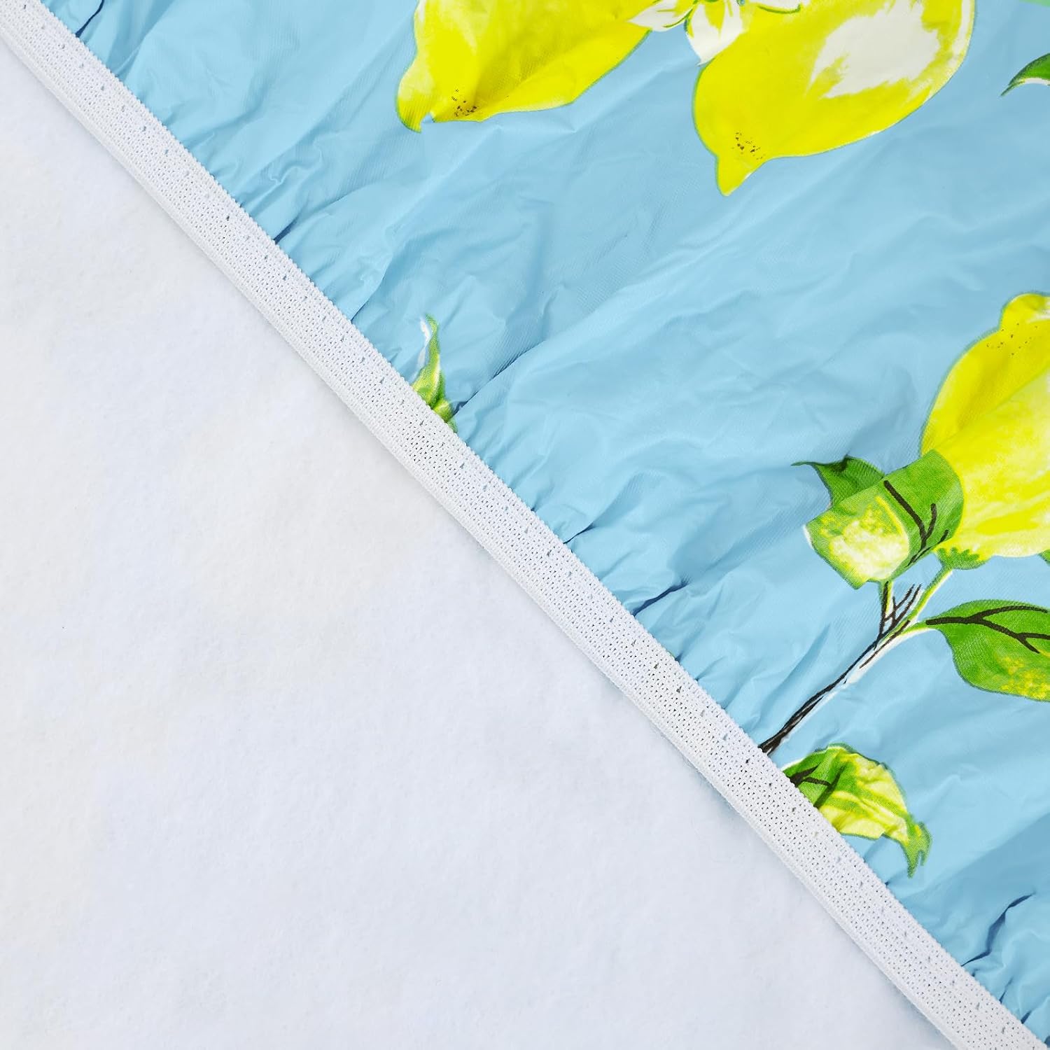 Smiry Round Picnic Tablecloth, Waterproof Elastic Fitted Table Covers for 45" - 56" Tables, Wipeable Flannel Backed Vinyl Tablecloths for Camping, Indoor, Outdoor, Blue & Yellow - Image 5
