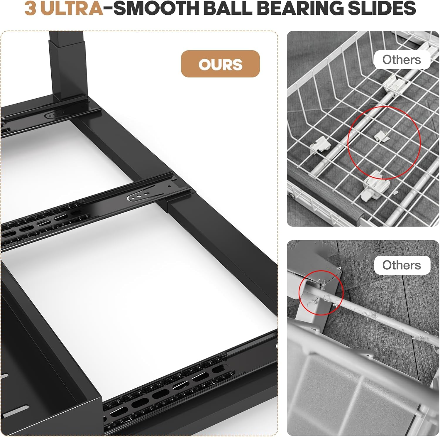 1 Pack Expandable Under Sink Organizers And Storage With Upgrade Ball-Bearing Slide Tracks,2-Tier Pull Out Under Cabinet Organizer Height Adjustable,Slide Out Under Sink Drawers-Black(Patent Pending) - Image 5