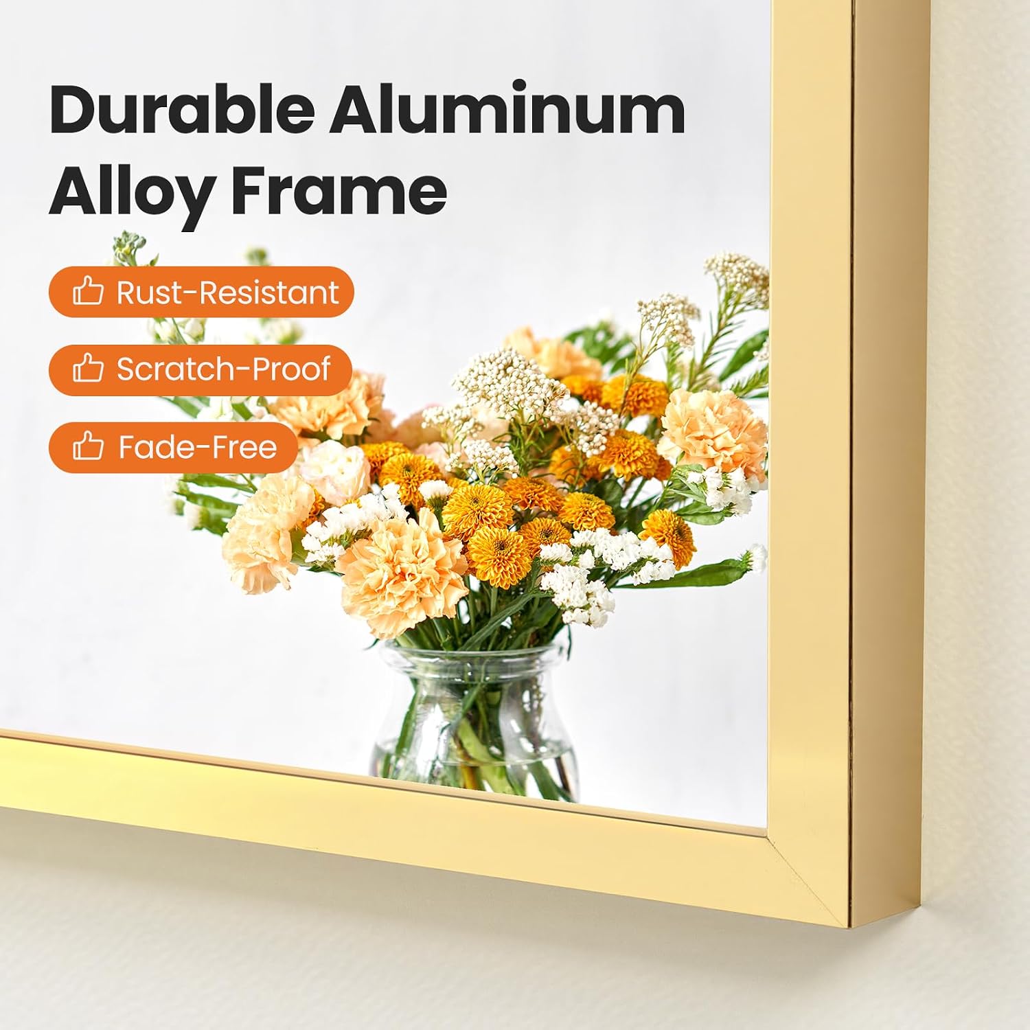 Sweetcrispy 20"x30" Arched Gold Bathroom Mirrors for Wall | Bathroom Mirrors for over sink, Metal Framed with HD Shatter-Proof Glass for Entryway, Living Room, Bedroom - Image 6