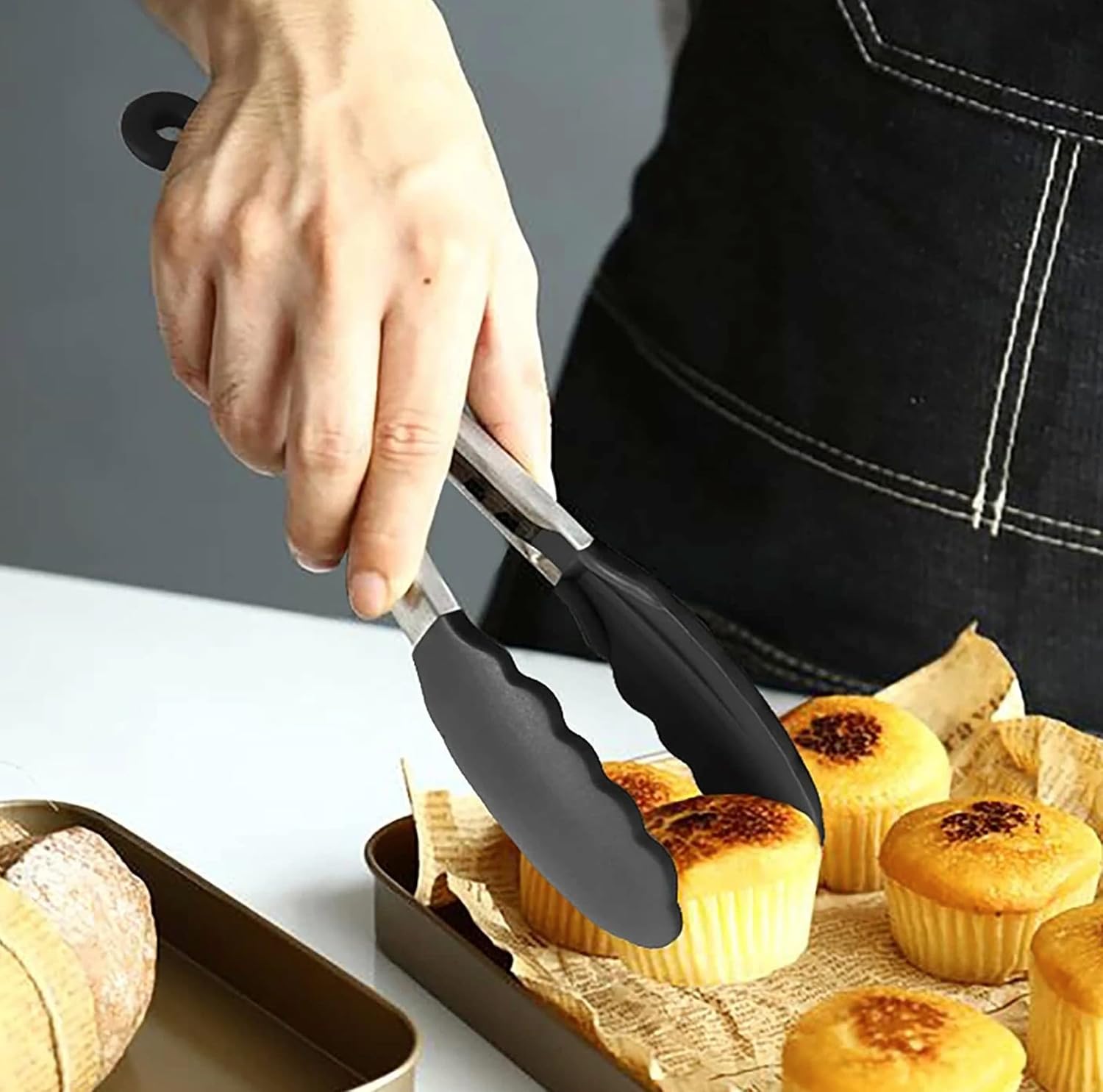 Mini Silicone Kitchen Utensils Set 6-Piece Black, Space-Saving Cooking Tools, Kid-Safe Cookware, Travel, Small Kitchen Utensil Set for Camping & RV - Image 4