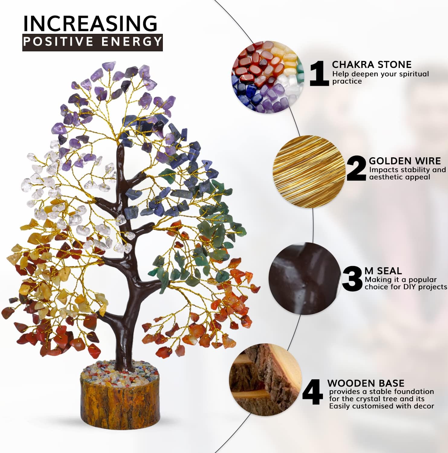 NARIBABU 7 Chakra Tree of Life, Crystal Tree, Crystals and Gemstones, Healing Crystals, Birthday Gifts for Women, Decorative Home Accessories, Living Room Decor, Spiritual Gifts for Women - Image 3