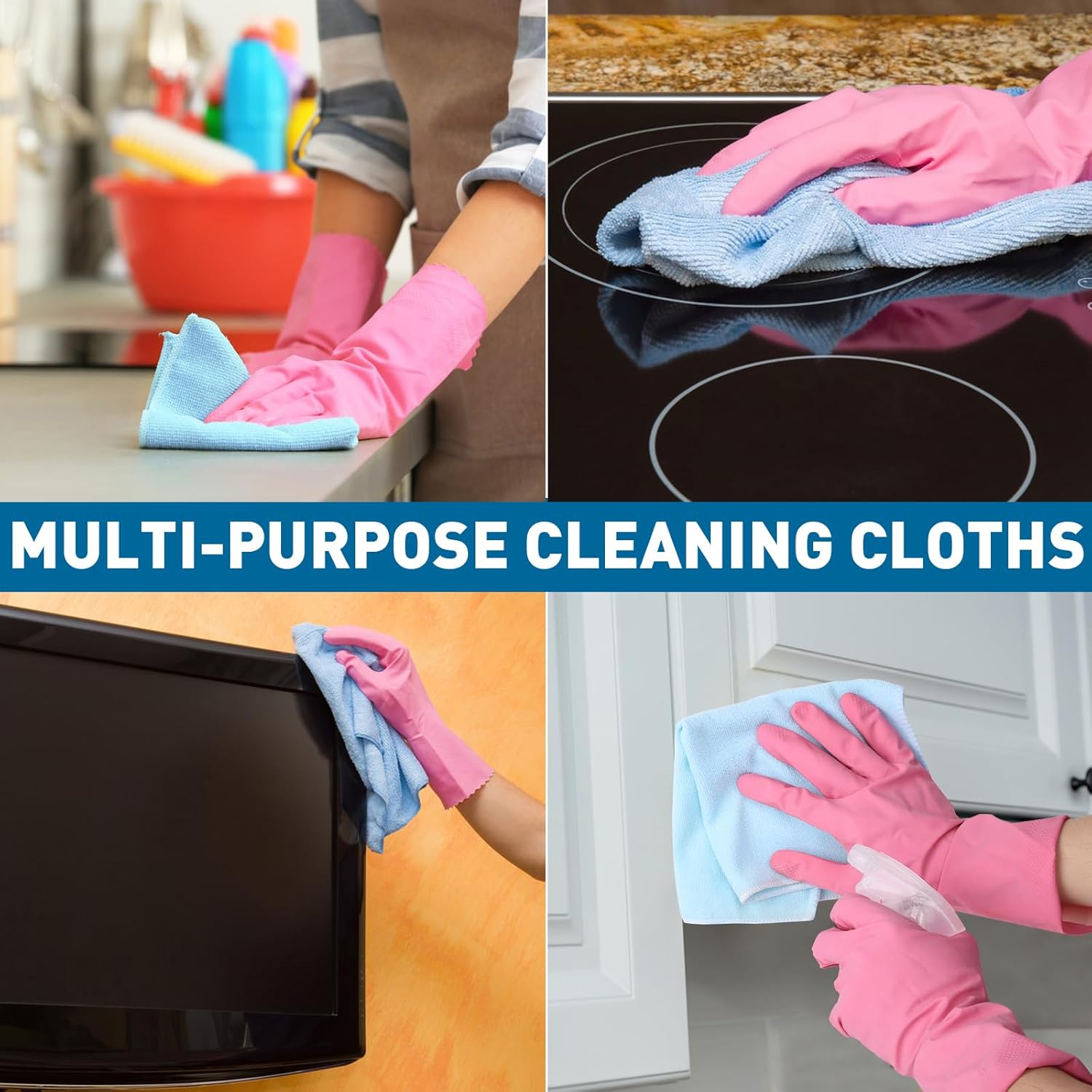 TEAWOO Microfiber Cleaning Cloths-50 Pack, Microfiber Towels Bulk, Towels for Cars & Home, Cleaning Rags 5 Colors Assorted (12x12 inches) - Image 5