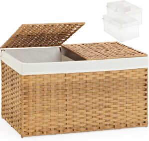 SETVSON Storage Basket with Lid Rat...