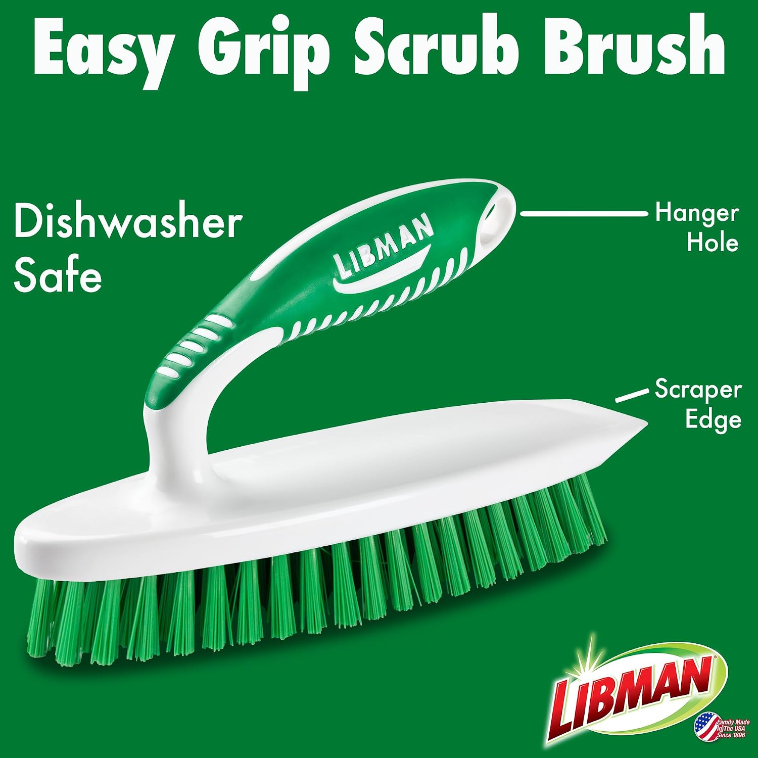 Libman Heavy Duty Scrub Brush Kit | Cleaning Brushes for Household Use | Tub Scrubber | Easy Grip Scrub Brush | Big Job Kitchen Brush | Dual Sided Tile & Grout Brush | 3 Different Brushes Included - Image 3