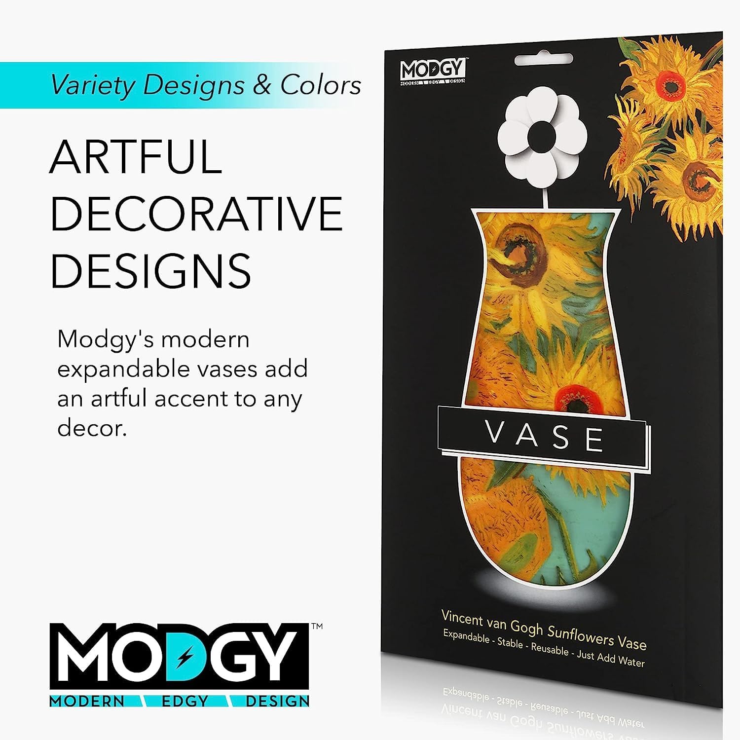 MODGY Collapsible and Expandable Plastic Flower Vase, Unbreakable, Foldable, Decorative Modern Centerpieces, Table Decorations, Van Gogh Sunflowers, 1 Pack - Image 5