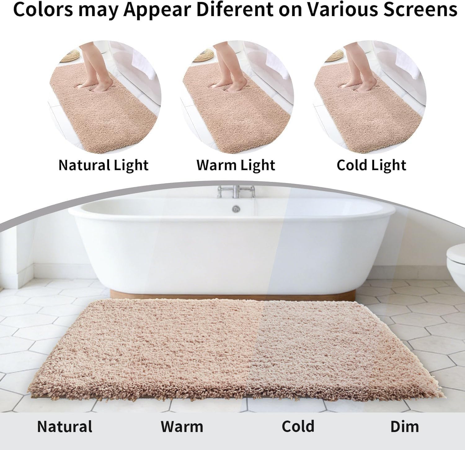Disolla Beige Bathroom Rug 17x24 - Non-Slip Plush Small Bath Mat, Highly Absorbent & Ultra Soft Fluffy Floor Mat, Machine Washable for Shower and Tub - Image 7