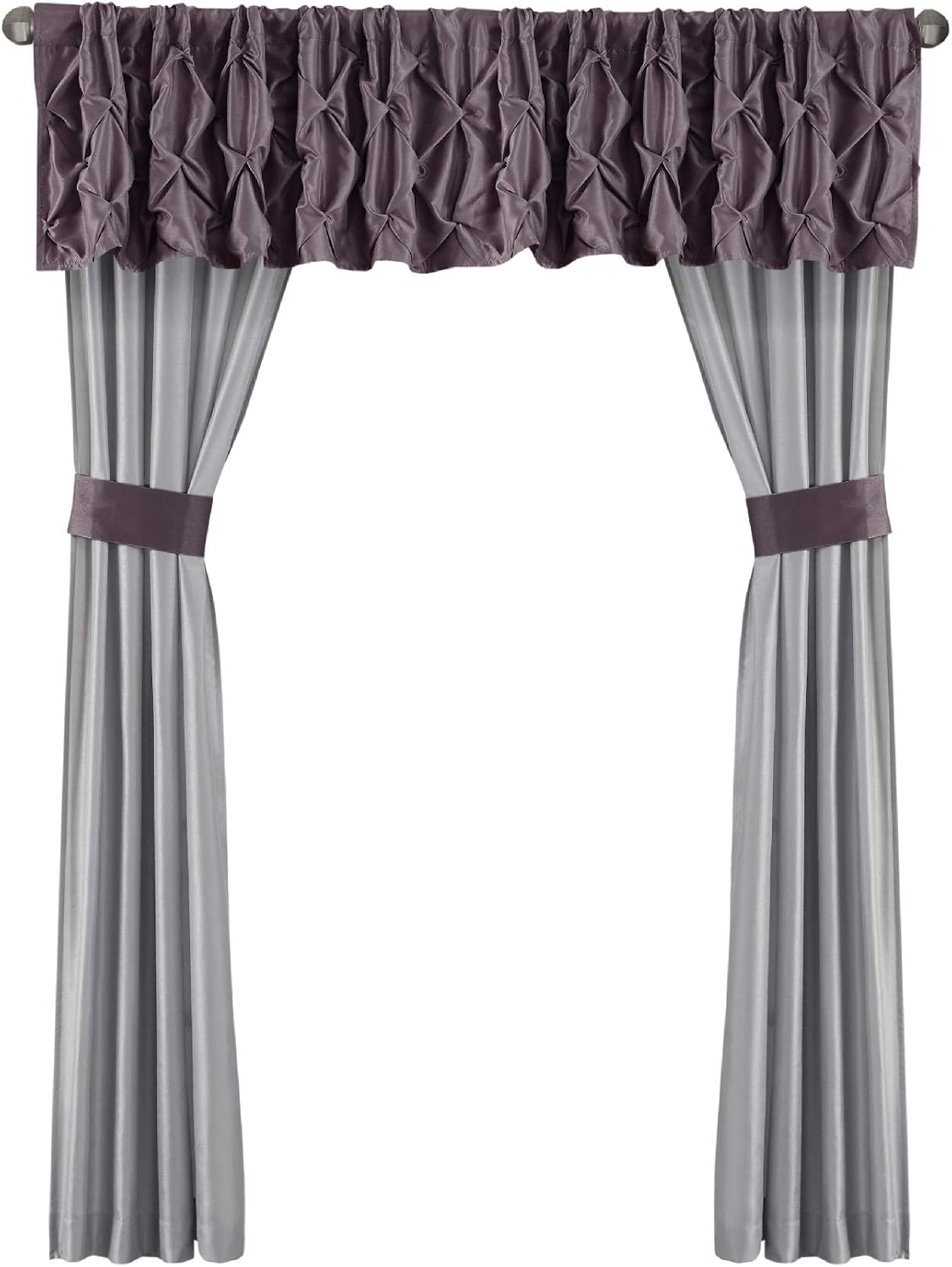 Madison Park Essentials Queen Comforter Set, 24 Piece Bedding With Matching Curtains, Decorative Pillows, Luxe Diamond Tufting , Room in a Bag Joella Collection, Plum Queen - Image 16