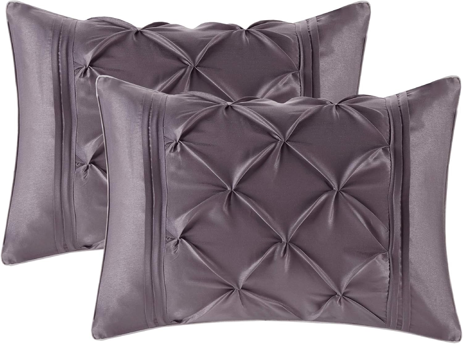 Madison Park Essentials Queen Comforter Set, 24 Piece Bedding With Matching Curtains, Decorative Pillows, Luxe Diamond Tufting , Room in a Bag Joella Collection, Plum Queen - Image 13