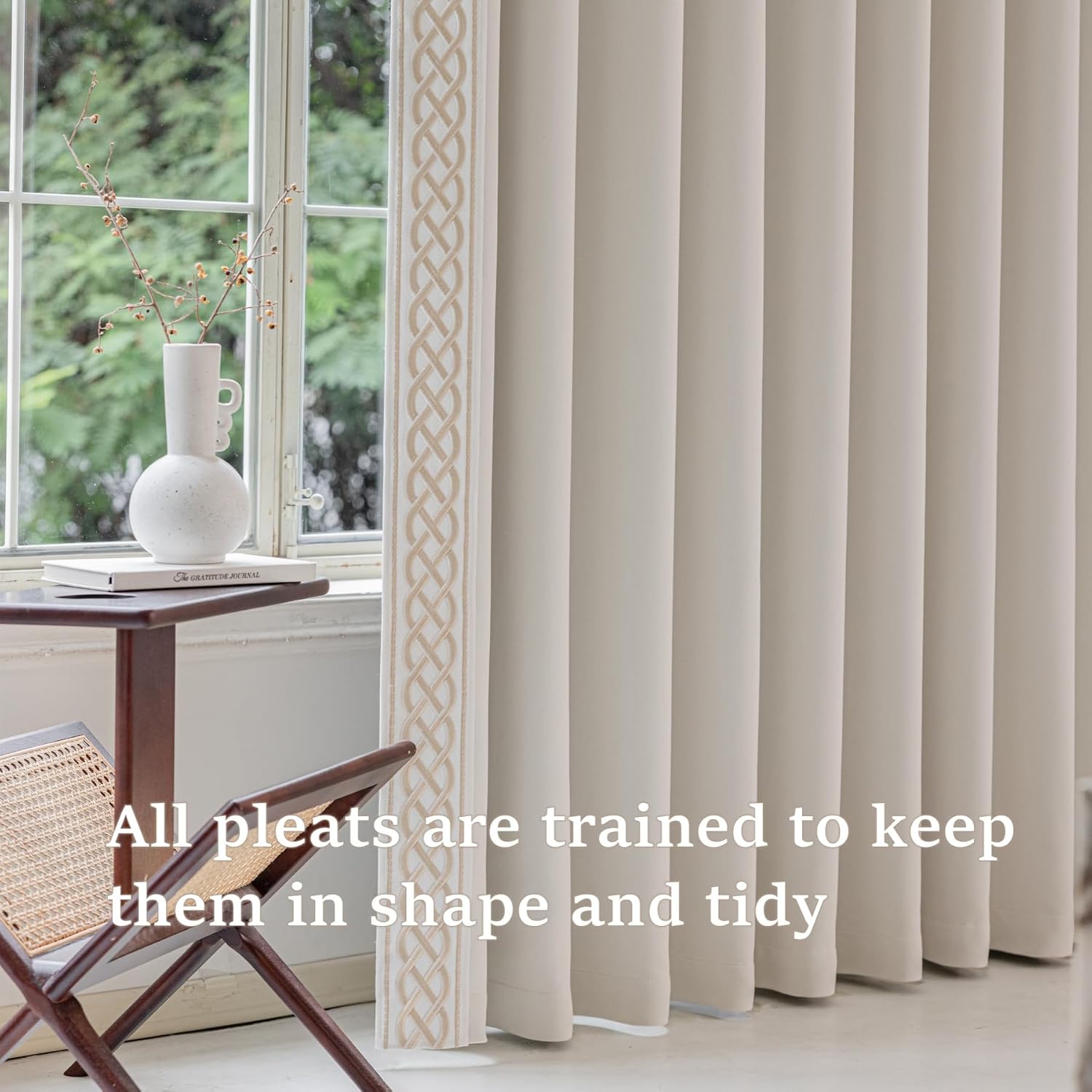 VisionaryHomeDesign X Kinsey Walsh Lilly Room Darkening Velvet Curtain Pair, Pinch Pleat Memory Trained Drapes,Dense Smooth and Velvety (Soft Cream, 50” w x 96” L) - Image 5