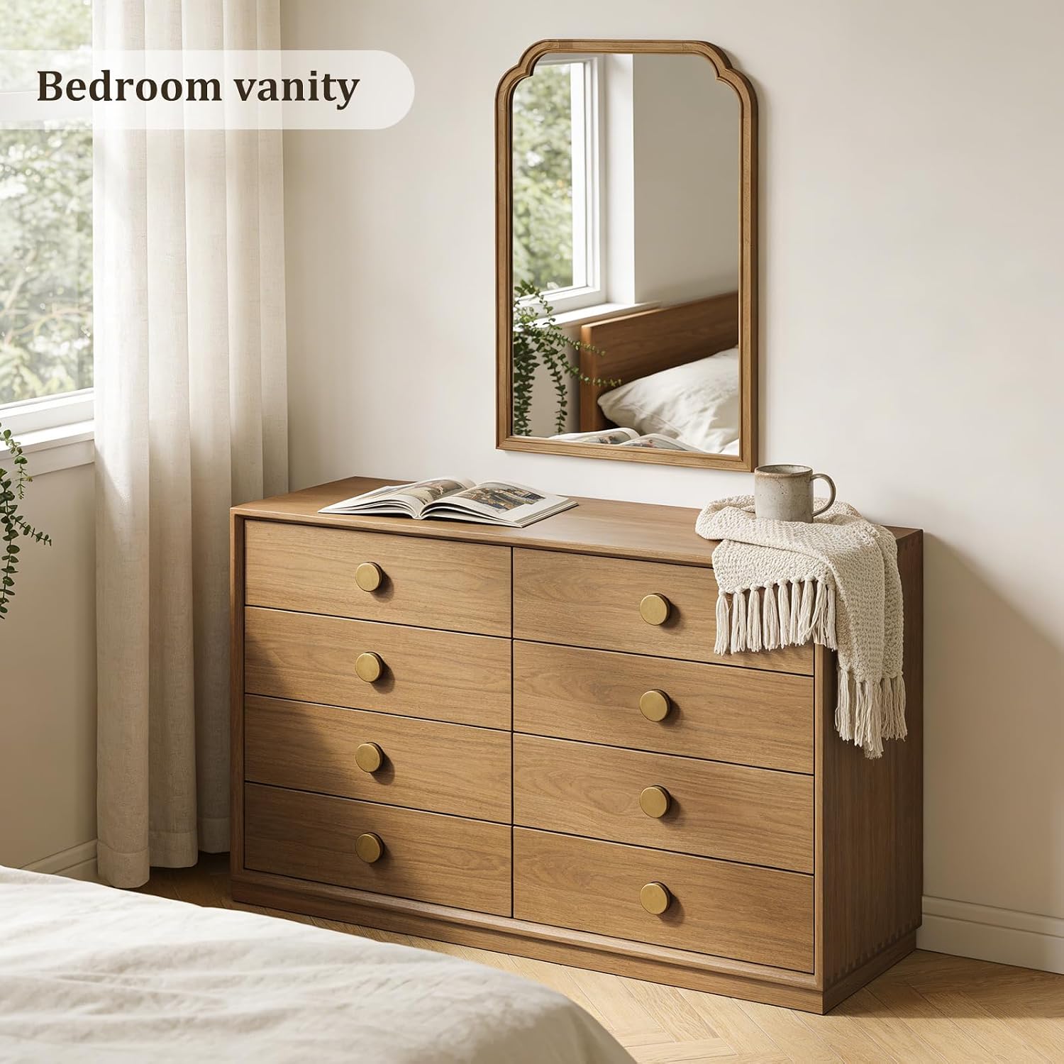WallBeyond 24" x 36" Natural Wood Mirror for Wall Mounted, Rustic Wood Frame Wall Mirrors Decorative for Living Room or Bathroom Mirror (Natural Color) - Image 4