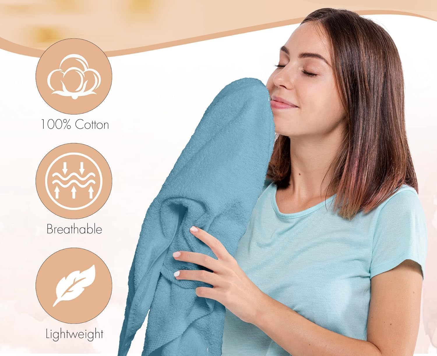 KAHAF COLLECTION 6 Pack Bath Towels Set (27 x 54 Inches) 100% Ring Spun Cotton, Lightweight, Quick Dry, Highly Absorbent Towels Multicolor, (27x54) Inches - Image 2