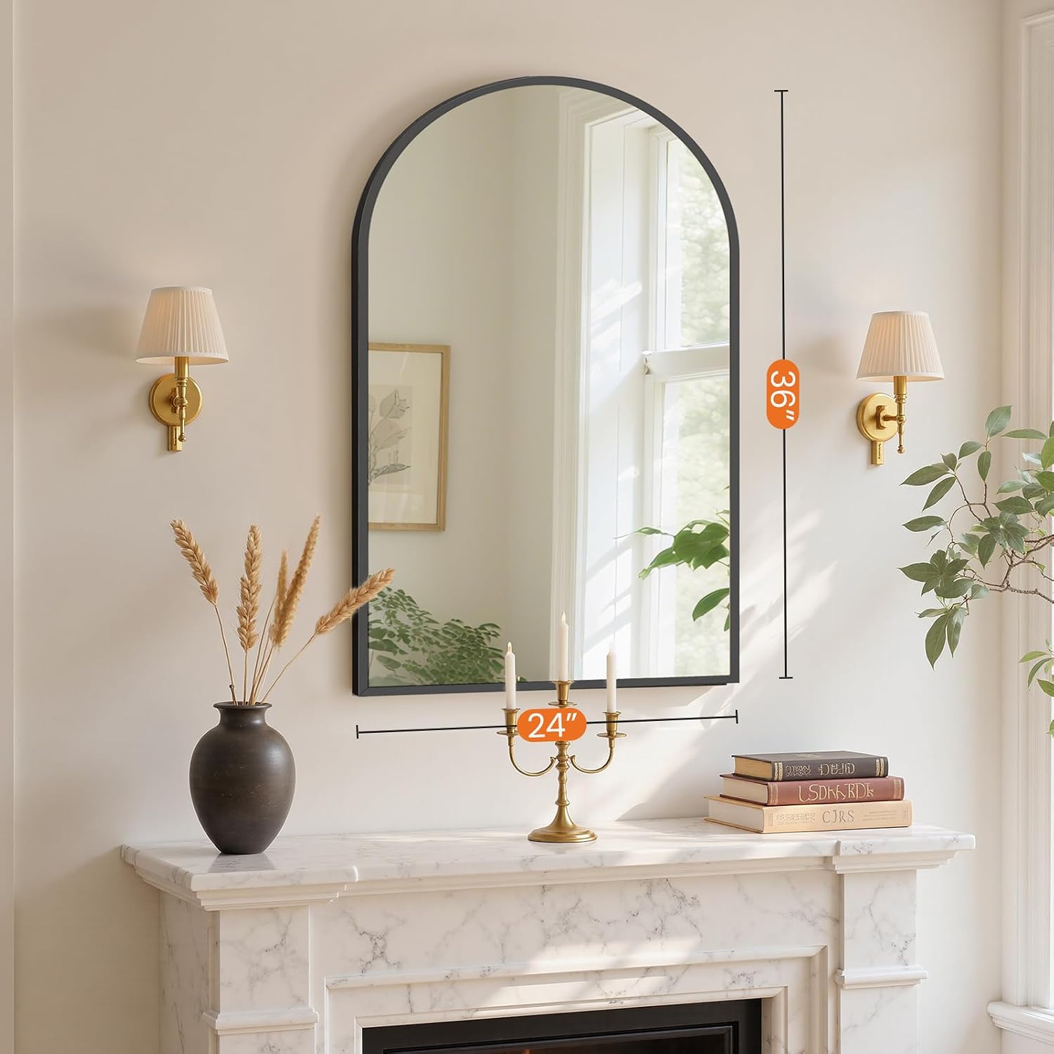 Sweetcrispy 24"x36" Arched Black Bathroom Mirrors for Wall | Bathroom Mirrors for Over Sink, Metal Framed with HD Shatter-Proof Glass for Entryway, Bedroom, Home Decor - Image 4