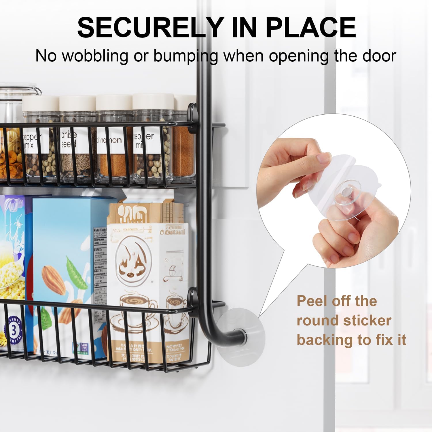 Delamu Over the Door Pantry Organizer, 6-Tier Metal Pantry Door Organization and Storage, Hanging Kitchen Basket Spice Rack Seasoning Shelves, Cabinet Door Organizer for Easy Install,D5xW18xH50inch - Image 4