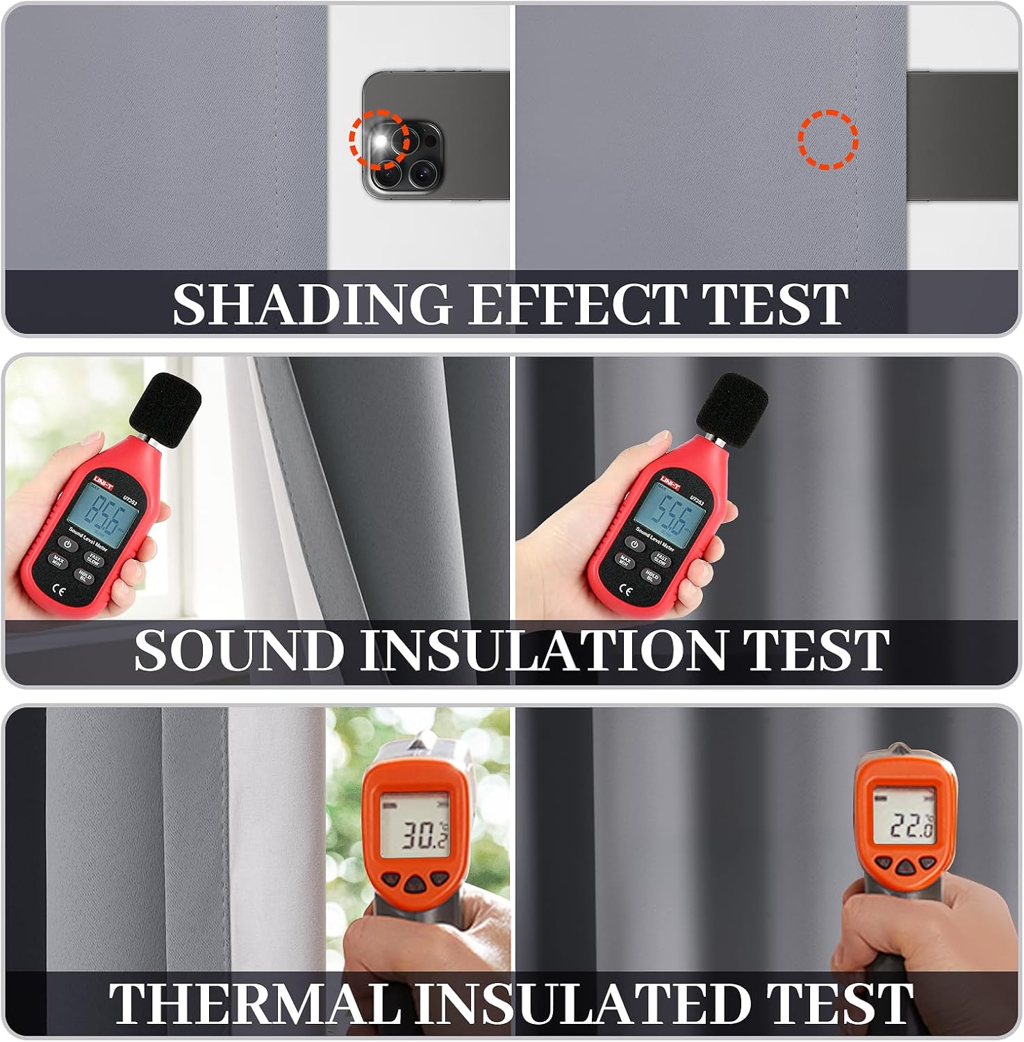 Yakamok Grey Room Darkening 100% Blackout Curtains Grommet Window Treatments with 2 Thick Layers-Gray Thermal Insulated Drapes Set of 2 Panels for Bedroom Living Room 52 Inches by 84 Inches Length - Image 5