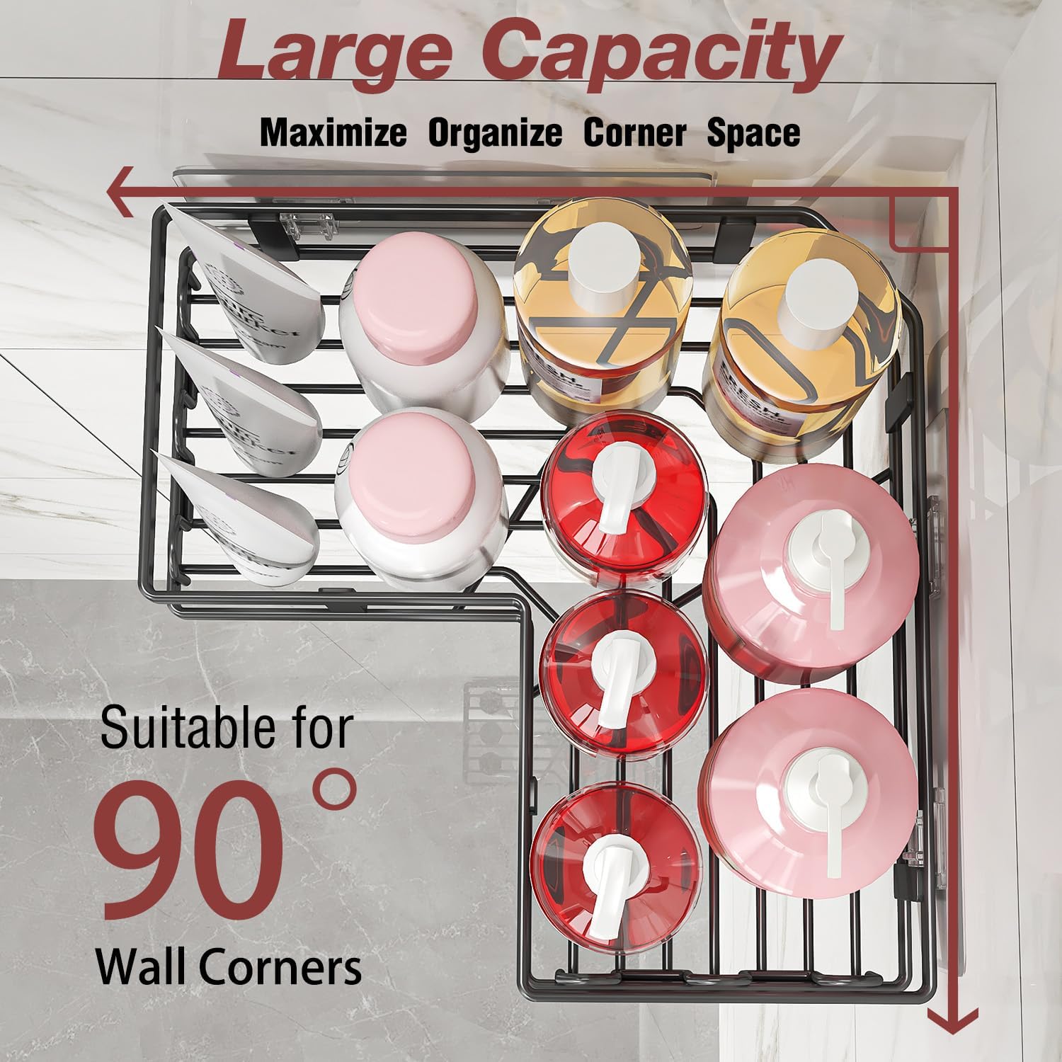 Youvip Shower Caddy Corner with Soap Holder, No Drilling Shower Shelves-Rustproof, Adhesive Shower Organizer Corner for Dorm. Black, 4-Pack - Image 6