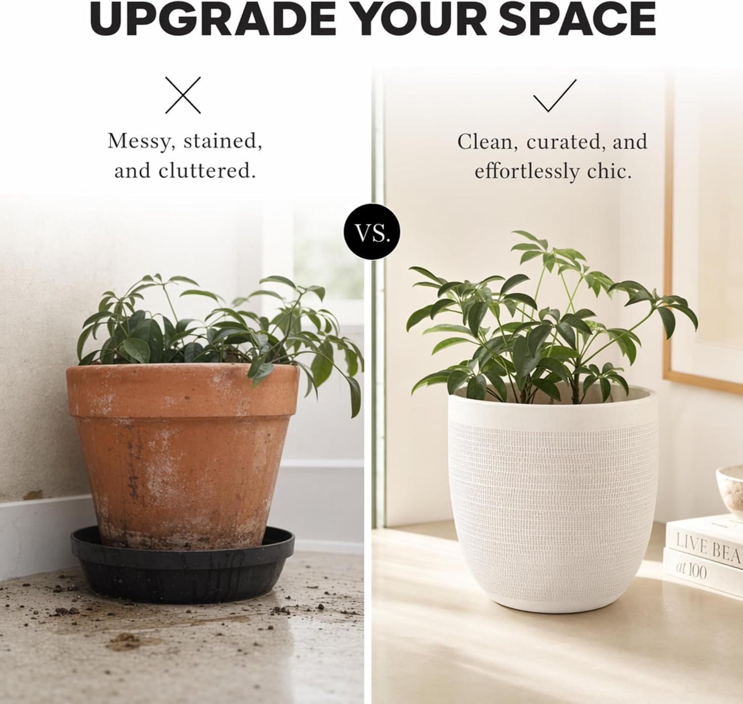 Creative Co-Op Large Matte White Embossed Stoneware Planter - Image 6