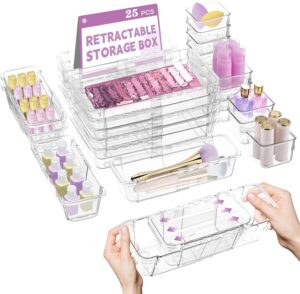 25 Pcs Clear Drawer Organizer, Adju...