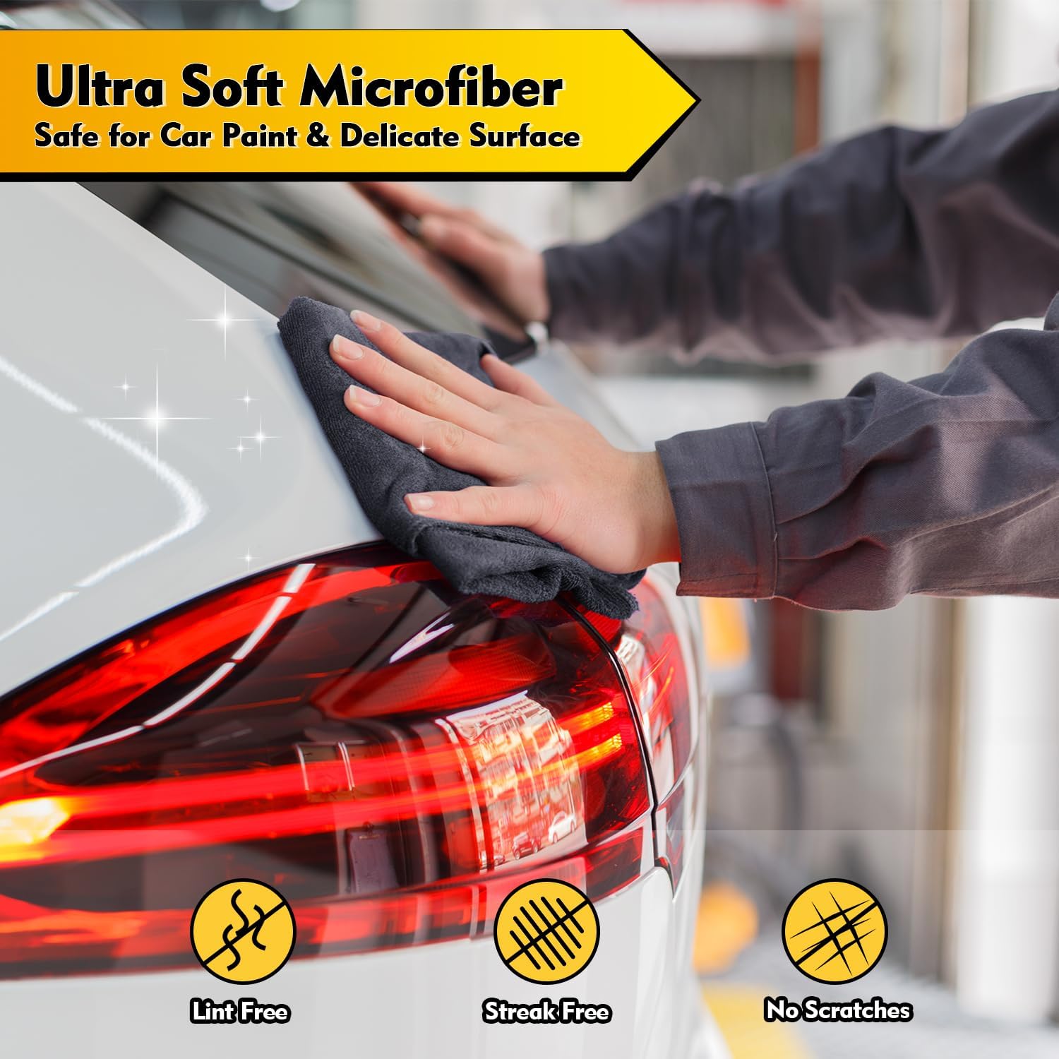 HOMEXCEL Microfiber Cleaning Cloth 12 Pack, 12.5 x 12.5 inch Microfiber Towels for Cars, Ultra Absorbent Washing Cloth, Lint Free Streak Free Cleaning Rags for Car, Kitchen, and Window (Grey) - Image 6
