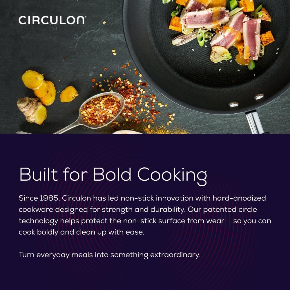 Circulon Symmetry Hard Anodized Nonstick Induction Frying Pan Twin Pack, 10-Inch and 12-Inch, Pan Sets for Cooking Nonstick, Black - Image 11