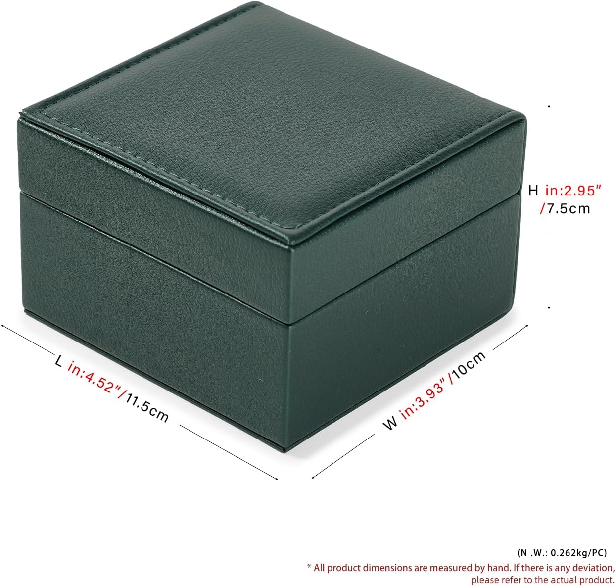 Single Watch Box, PU Leather Luxury Case for Gift & Storage Green | Premium Soft Microfiber Lining, Removable Watch Pillow, Sturdy Hinged Design, For Travel, Fits Most Standard Wristwatches - Image 6