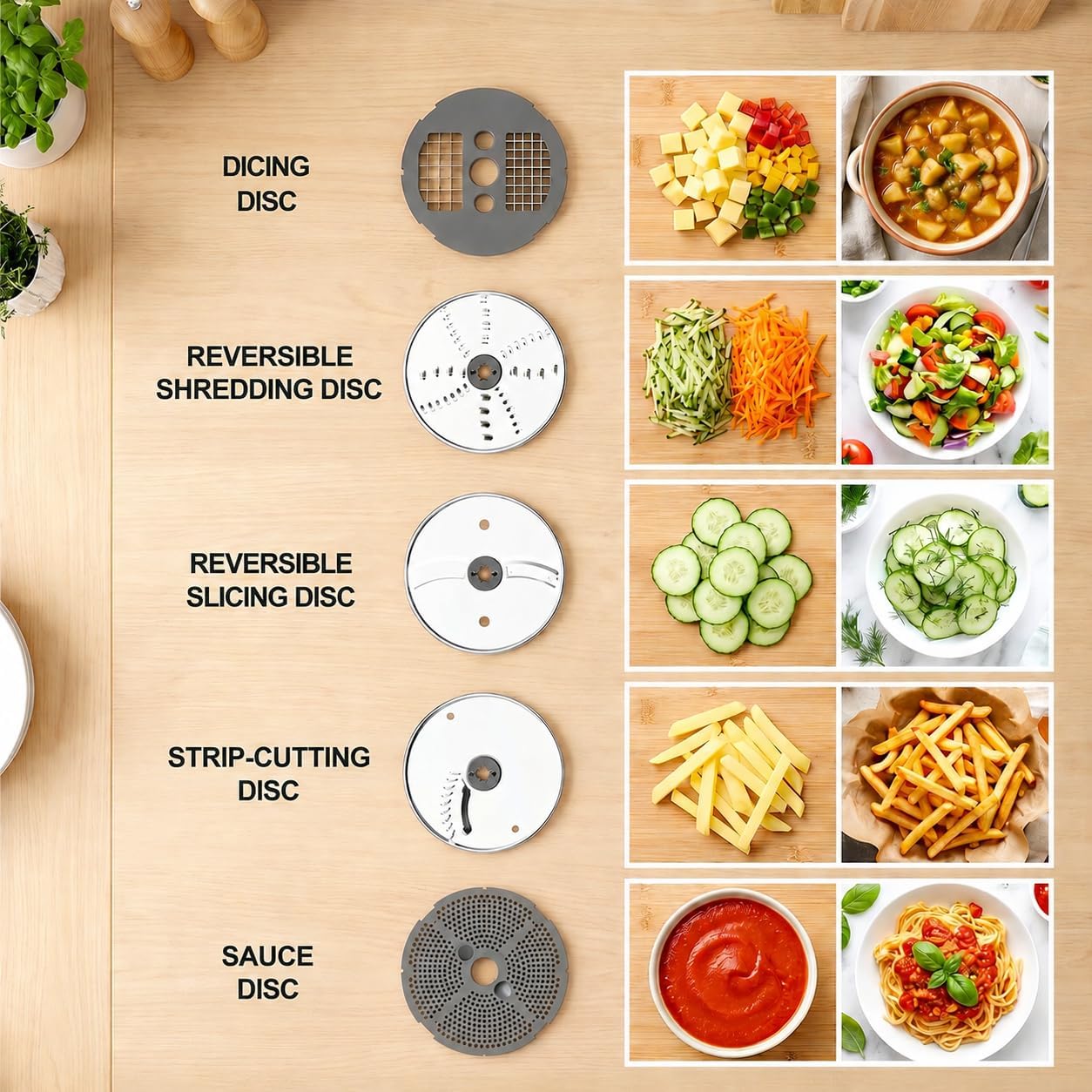 Food Processor for KitchenAid, 5-in-1 Vegetable Food Chopper for KitchenAid, Including Dicing, Shredding, Sauce Grinding, Julienne and Slicing Discs with Storage Case - Image 4