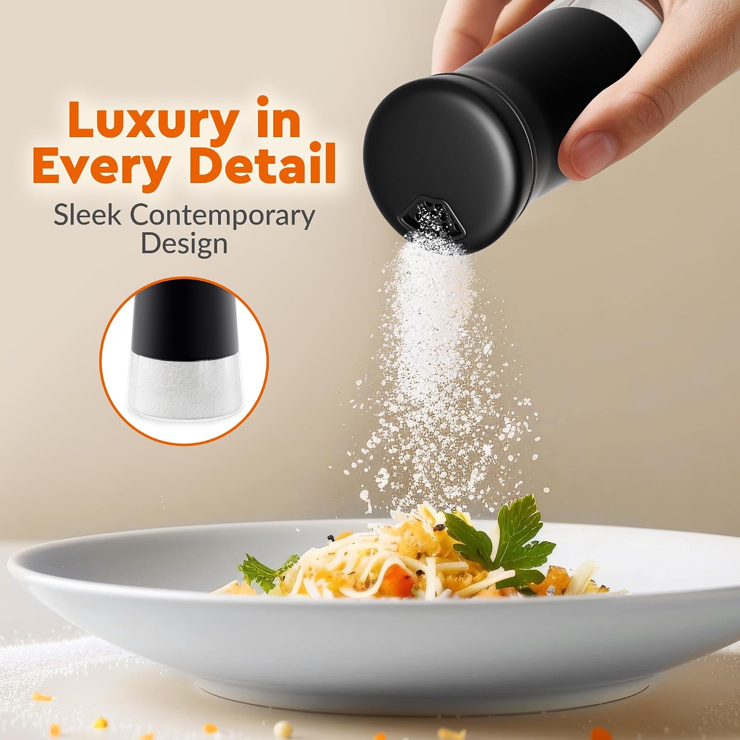 HOME EC Original Salt and Pepper Shakers Set with Adjustable Pour Holes - Black and White Salt Shaker and Pepper Shaker - Farmhouse Spice dispenser for salts, Ground peppercorn and spices - Image 3