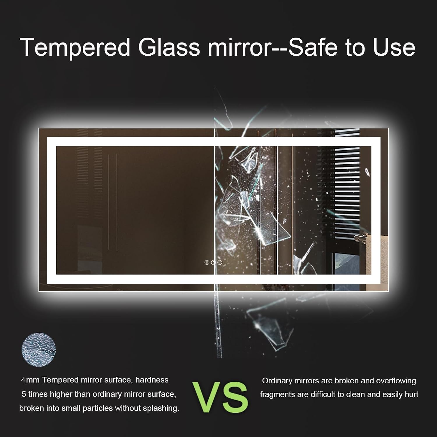 Amorho LED Bathroom Mirror, 55" X30" Mirror with Front Light and Backlit, Dimmable Bathroom Mirrors for Wall, Anti-Fog, Memory, 3 Colors, Double LED Lights, Shatter-Proof, ETL Listed - Image 7