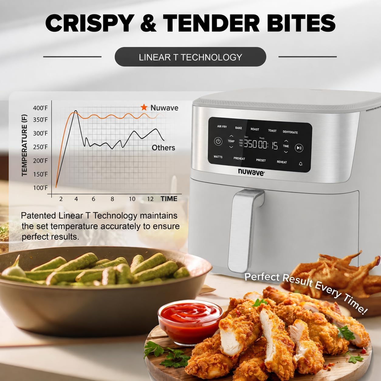Nuwave Brio Plus 6-in-1 Air Fryer, 7-Qt Large Capacity, 50°F–400°F Precise Temp Control, Non-Toxic PFAS-Free Nonstick, Air Fry, Bake, Roast, Toast, Dehydrate, Reheat, 100 Presets, Dishwasher Safe - Image 5