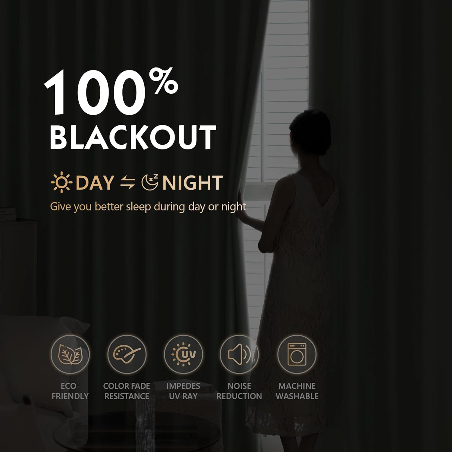 FMFUNCTEX 100% Blackout Curtains for Bedroom, Sage Green Geometric Weave Curtains 84 Inches Long Textured Thermal Insulated Curtain for Living Room, Black Out Drapery Grommet 2 Panels - Image 2