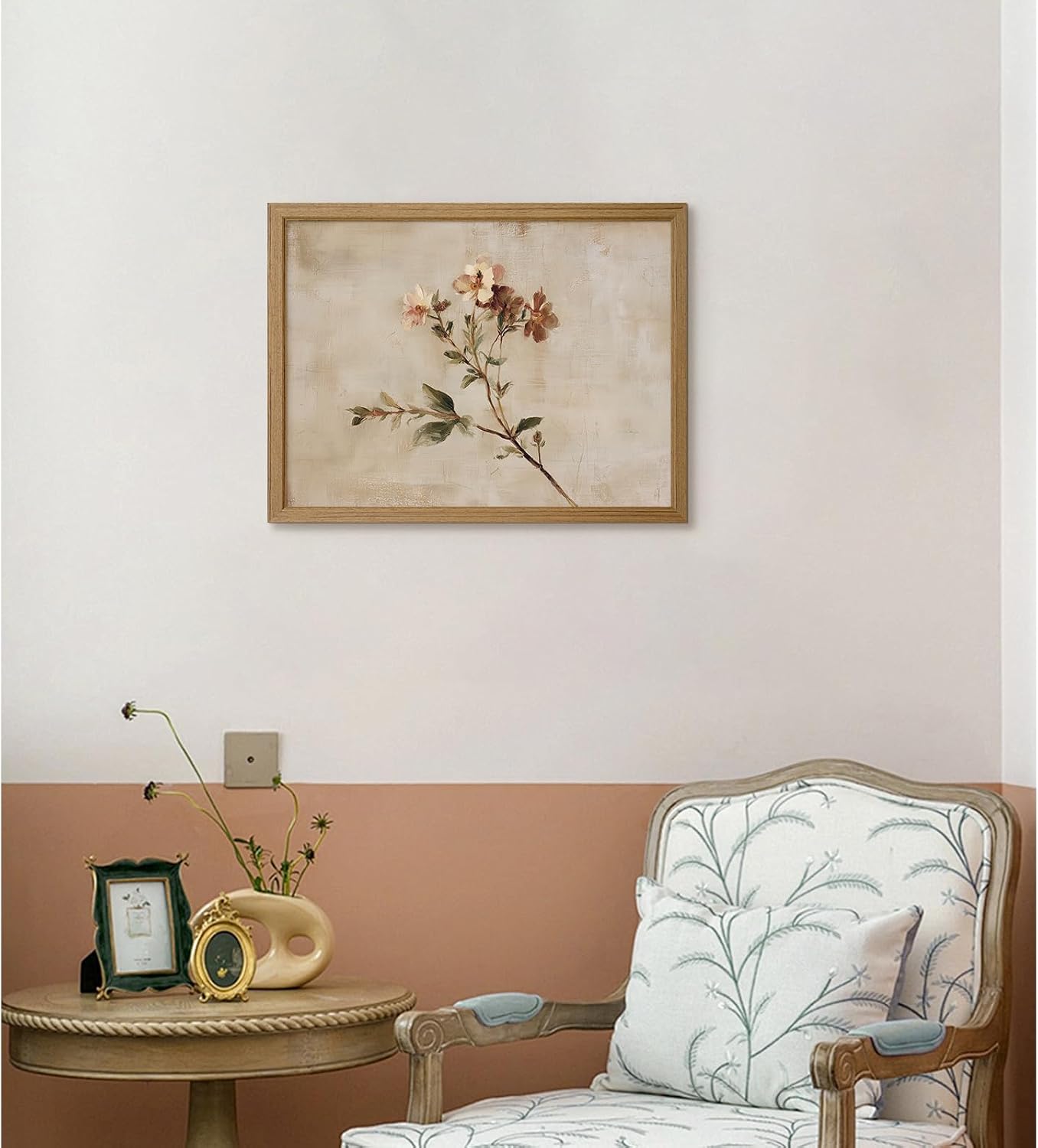 Vintage Botanical Wall Decor Wildflower Canvas Wall Art Floral Prints Farmhouse Poster Rustic Flower Pictures Retro Neutral Floral Artwork for Living Room Bedroom 8x10 Inch Framed - Image 7
