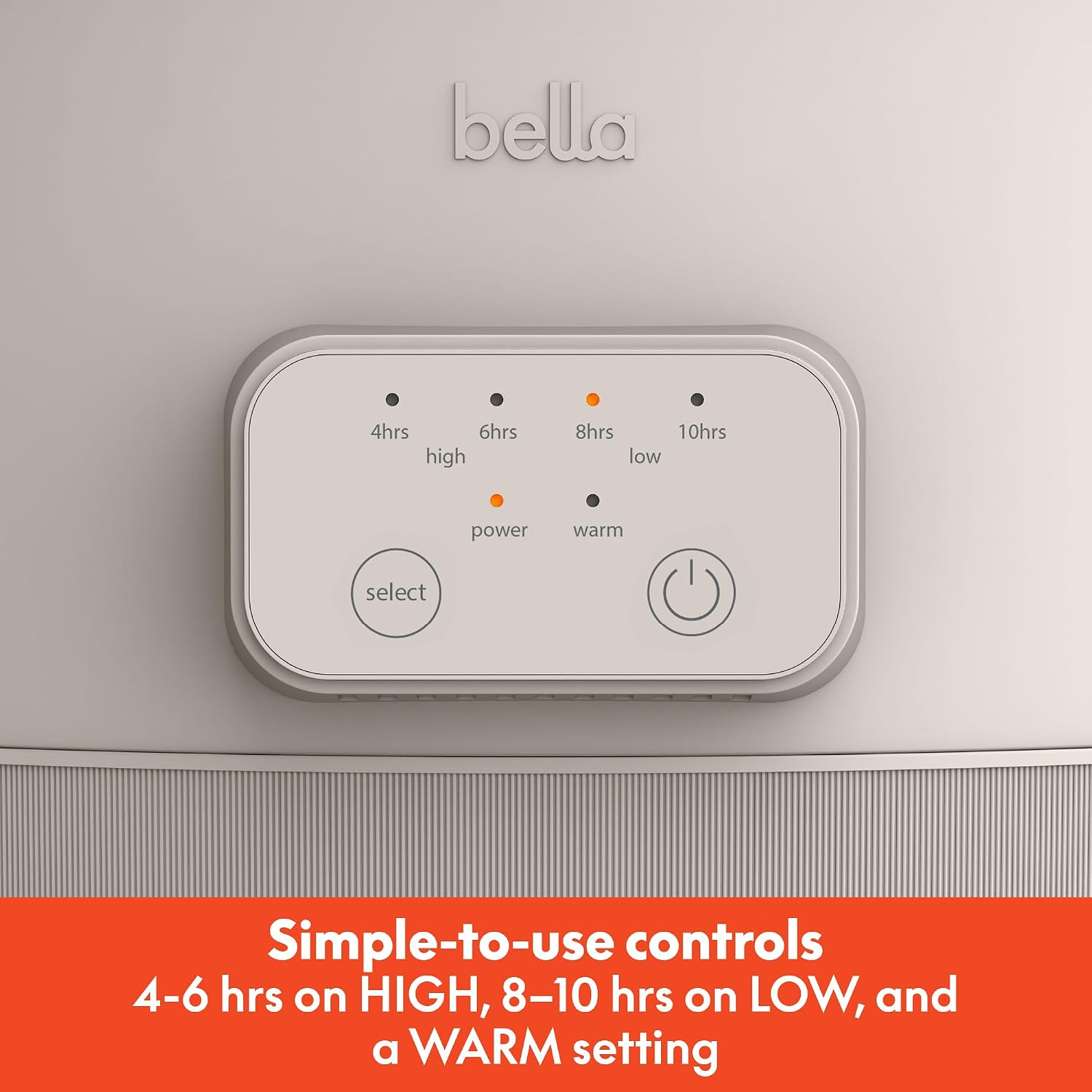 bella 6.0 Qt Programmable Slow Cooker, Ceramic Nonstick Coating, Adjustable Temperature & Cooking Times, Dishwasher Safe Stoneware Pot & Tempered Glass Lid, Tangle Free Cord Wrap, Oatmilk - Image 3
