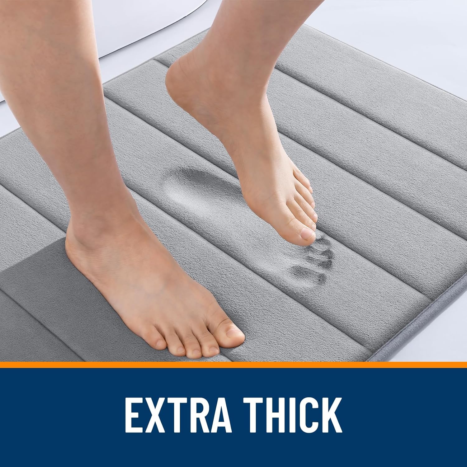 OLANLY Memory Foam Bath Mat 30x20, Super Soft Absorbent Bathroom Rugs, Quick Dry, Machine Washable Shower Floor Rugs, Bathmat Carpet, Bathroom Home Decor Accessories, Grey - Image 6