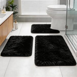 Bathroom Rugs Set Plush Velvet Bath...