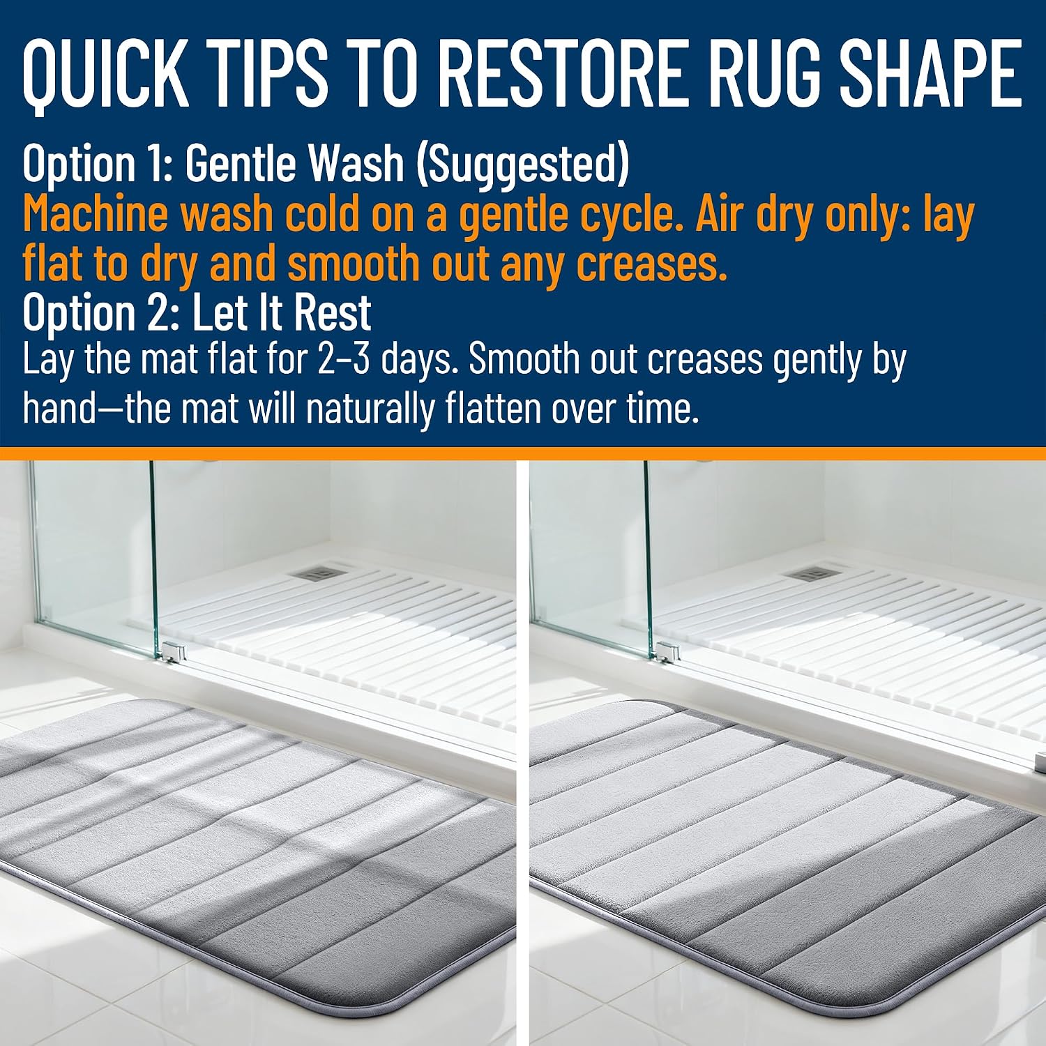OLANLY Memory Foam Bath Mat 30x20, Super Soft Absorbent Bathroom Rugs, Quick Dry, Machine Washable Shower Floor Rugs, Bathmat Carpet, Bathroom Home Decor Accessories, Grey - Image 3