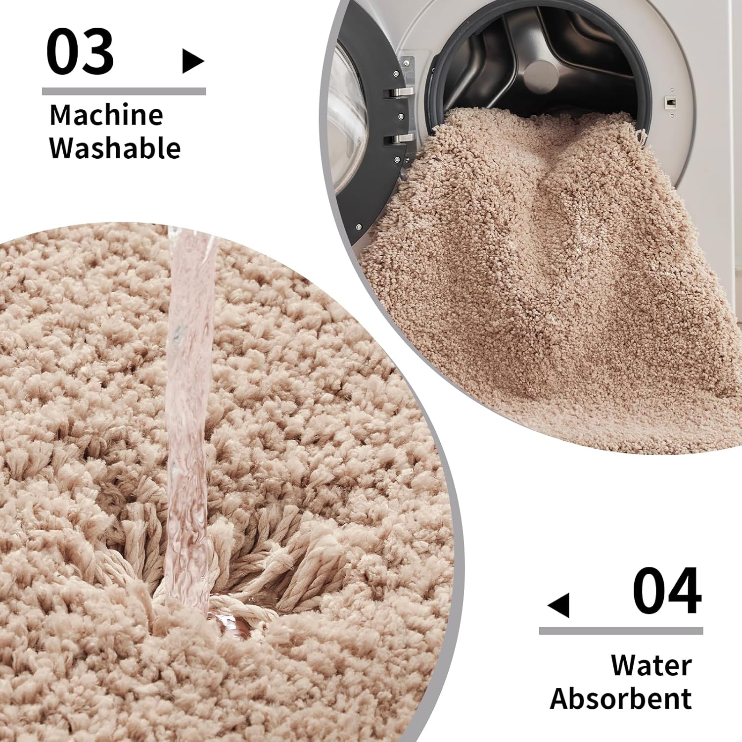Disolla Beige Bathroom Rug 17x24 - Non-Slip Plush Small Bath Mat, Highly Absorbent & Ultra Soft Fluffy Floor Mat, Machine Washable for Shower and Tub - Image 5