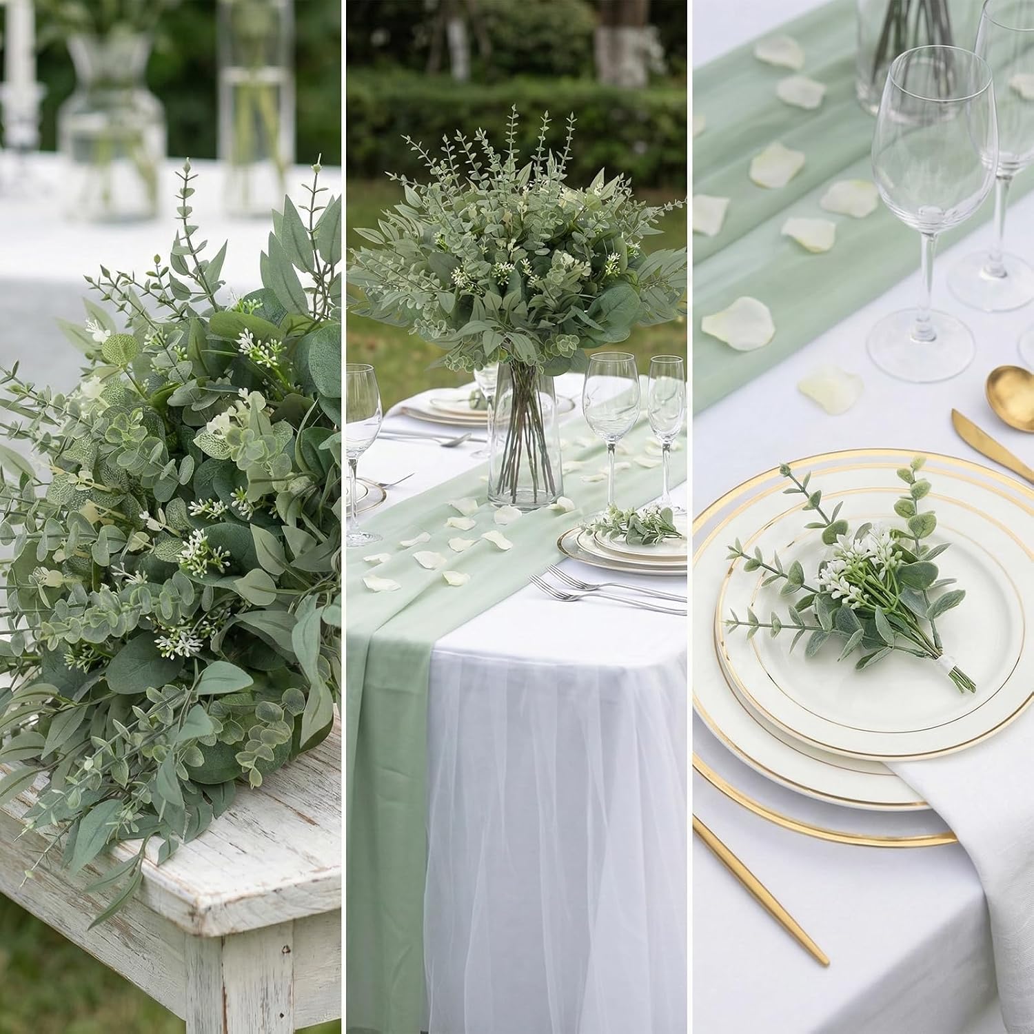 lovemoon 130 Pcs Artificial Mixed EucalyptusStems Bulk, 5 Kinds of Faux GreeneryEucalyptus Leaves Bulk for Vase Wedding DIY Bouquets Floral Arrangement Home Decor (130, Green) - Image 5