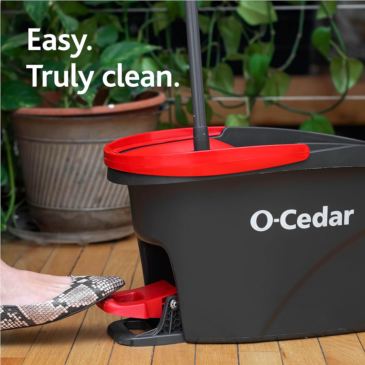 O-Cedar EasyWring Microfiber Spin Mop & Bucket Floor Cleaning System + 2 Extra Refills, Red/Gray - Image 9