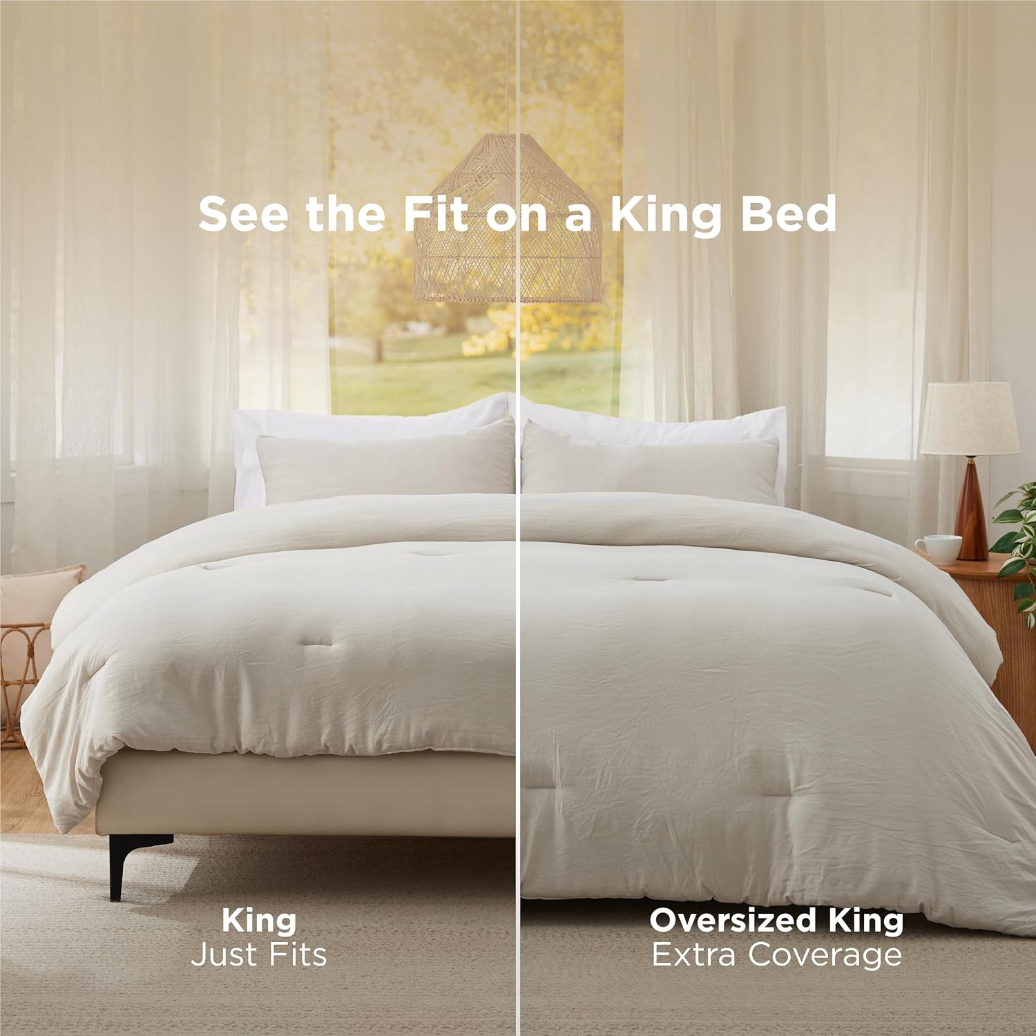 Bedsure King Comforter Set, Beige Soft Prewashed Bedding for All Seasons, 3 Pieces GentleSoft™ Bed Set, 1 Lightweight Comforter (104"x90") and 2 Pillowcases (20"x36") - Image 2