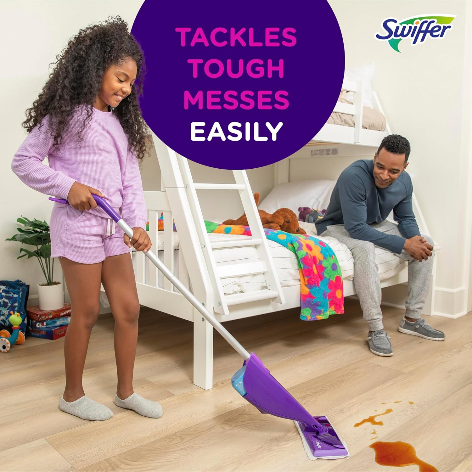 Swiffer WetJet Hardwood and Floor Spray Mop Cleaner Starter Kit, Includes: 1 Power Mop, 10 Pads, Cleaning Solution, Batteries - Image 5