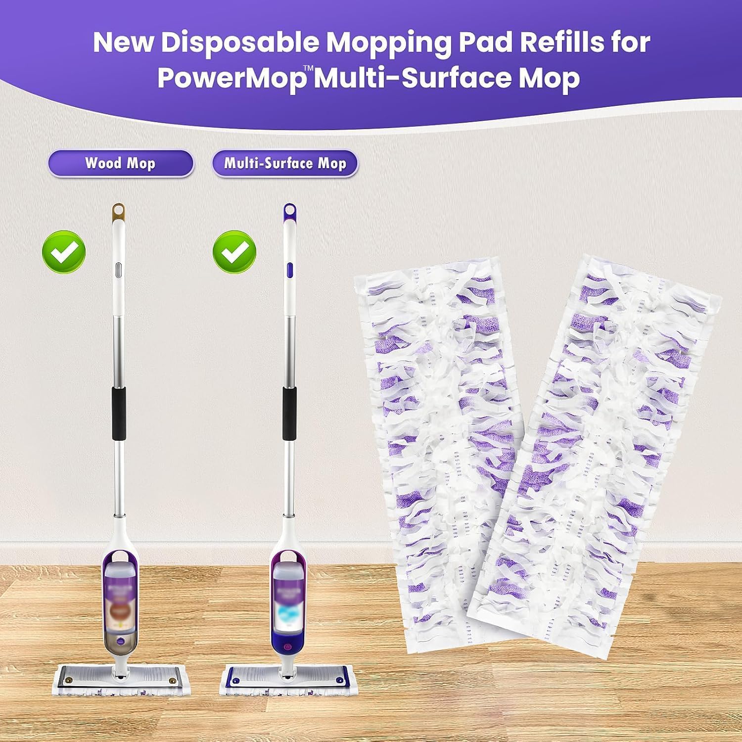 25 Pack Power Mop™ Pad Refills for Swiffer® PowerMop™ Multi-Surface Mop, Powermop™ Multi-Surface Mop Pad Replacement Kit - Image 2
