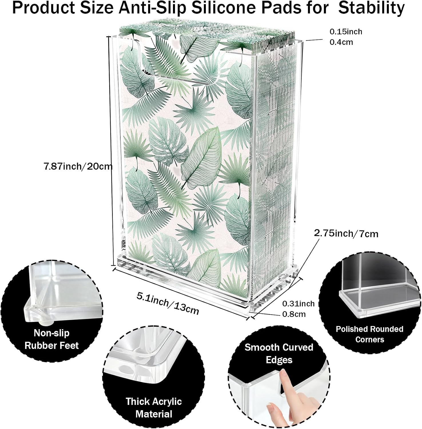Acrylic Napkin Holder Clear Vertical Guest Towel Dispenser 4mm Thick, Waterproof Stackable Hand Towel Box for Bathroom Kitchen Dining Table Home Hotel, Modern Gift (Vertical) - Image 2