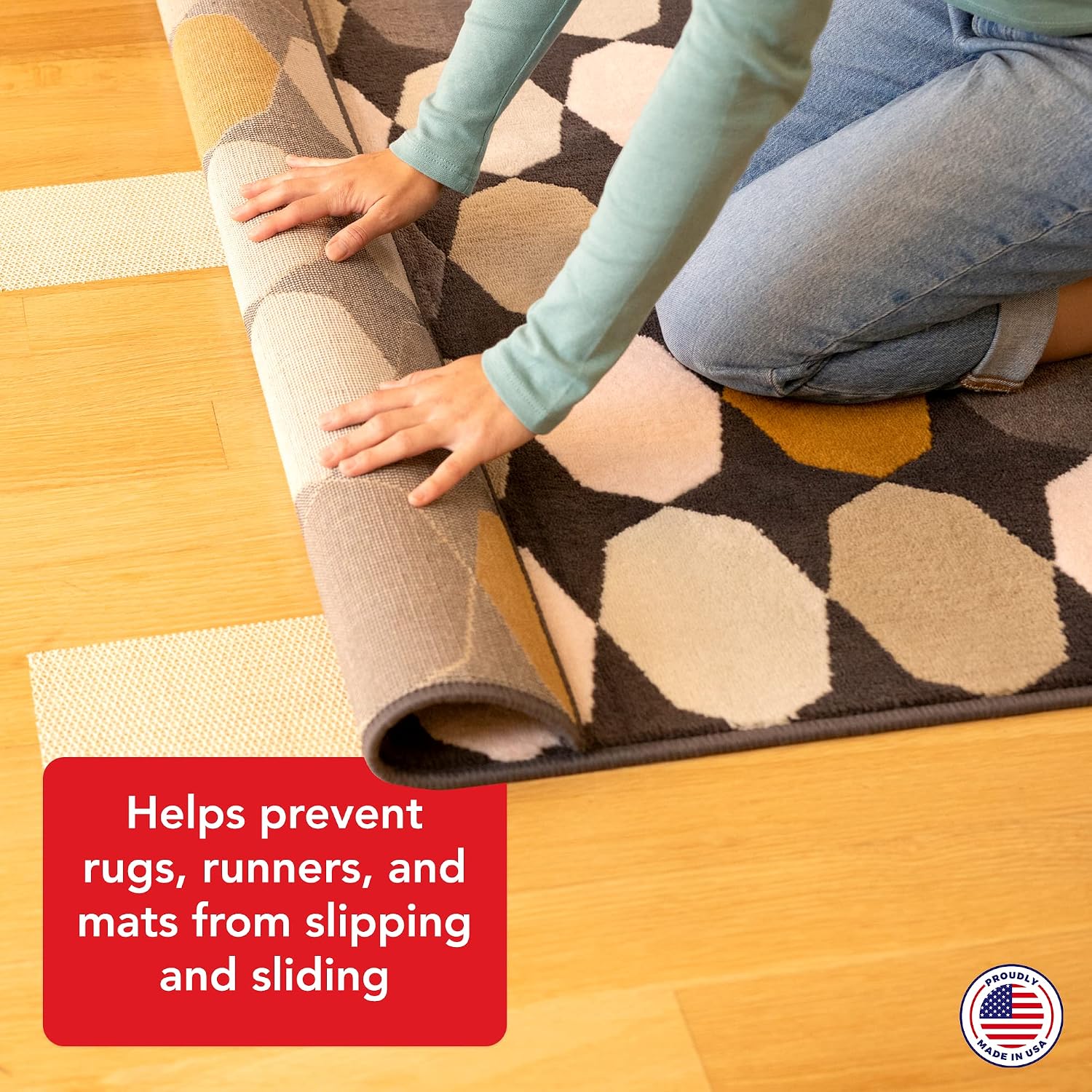 Rug Grip Rug Gripper Double Sided Non-Slip Residue Free Carpet Tape for Area Rugs and Runners - Works on All Floor Types including Hardwood, Tile, Carpet and Vinyl (6in" x 25ft) - Image 2