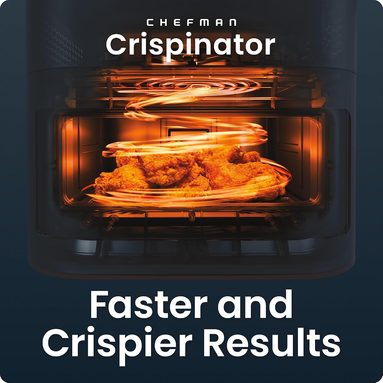 Chefman Crispinator Air Fryer 6-in-1 with 8 Qt capacity, 450°F Max Temp with TurboFry Pro Technology for Fast and Even Results, Viewing Window, Nonstick Ceramic Basket - Image 3