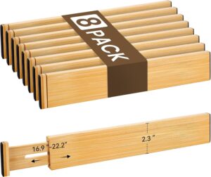 Bamboo Drawer Divider Set of 8, Adj...