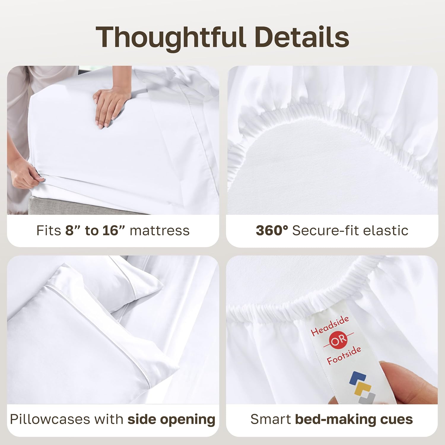 California Design Den Soft 100% Cotton Queen Sheet Set, 400 Thread Count Good Housekeeping Award Winner, Silky Smooth Sateen Weave with Deep Pockets, Breathable and Durable Cotton Bedding Set - White - Image 5
