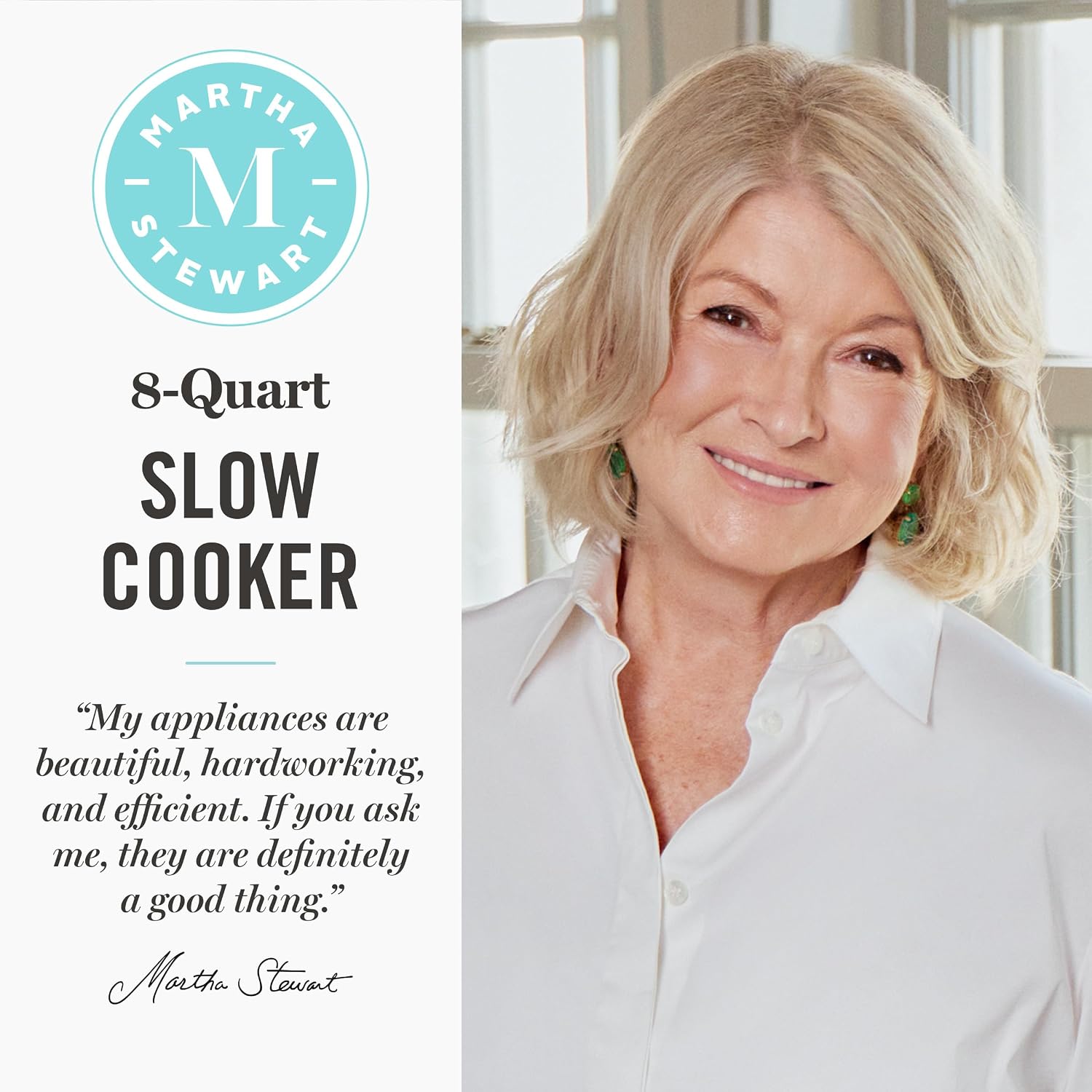 Martha Stewart 8 QT Slow Cooker, Programmable with Timer, 3 Heat Settings (Low, High, Warm), Nonstick Ceramic Removable Crock, Stovetop & Oven Safe, Glass Lid, Simmer, Reheat, Warm, Linen - Image 2