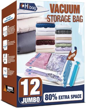 12 Jumbo Vacuum Storage Bags for Be...
