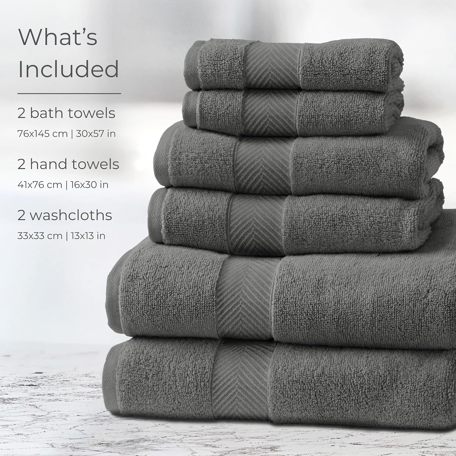 Viscose from Bamboo Bath Towels Set of 6 - Extra Plush 700 GSM Quick Dry Cotton Blend for Luxury Bathroom Comfort - Super Soft, Large, Absorbent - Graphite - Image 5